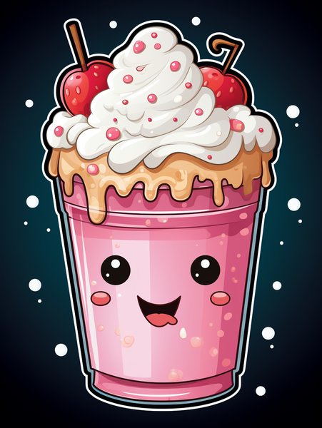 A Happy Milkshake Sticker In - Cute & Kawaii Screen Print T-Shirt & Hoodie