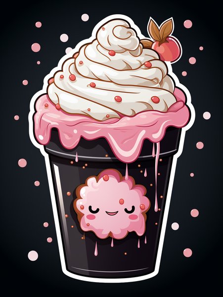 A Happy Milkshake Sticker In - Cute & Kawaii Screen Print T-Shirt & Hoodie