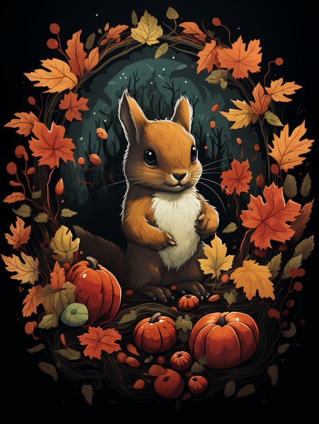A Little Joyful Squirrel Hold - Cute & Kawaii Screen Print T-Shirt & Hoodie
