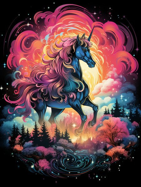 A Magical Unicorn Prancing Ac - Cute & Kawaii Screen Print T-Shirt & Hoodie