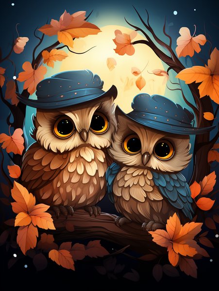 A Pair Of Cute Owls Wearing B - Cute & Kawaii Screen Print T-Shirt & Hoodie