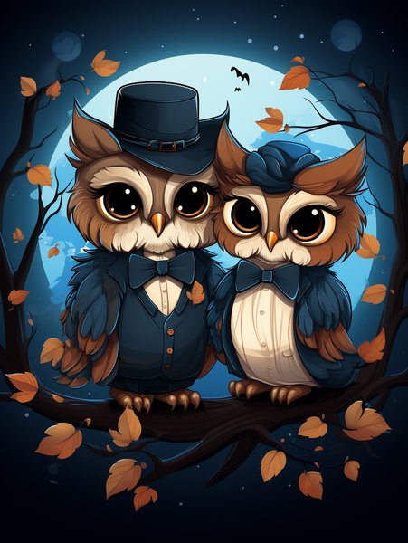 A Pair Of Cute Owls Wearing B - Cute & Kawaii Screen Print T-Shirt & Hoodie