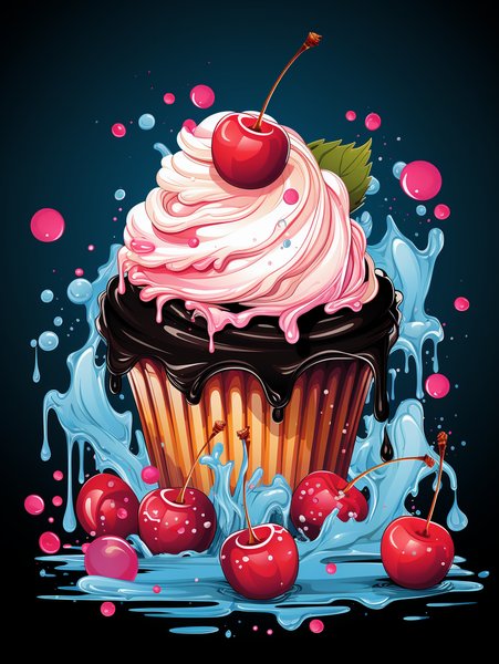 A Playful Cupcake With Dancin - Cute & Kawaii Screen Print T-Shirt & Hoodie