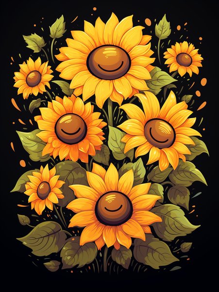 A Bunch Of Happy Sunflowers W - Cute & Kawaii Screen Print T-Shirt & Hoodie