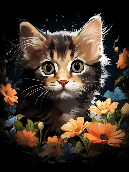 A Playful Kitten Chasing A Bu - Cute & Kawaii Screen Print T-Shirt & Hoodie