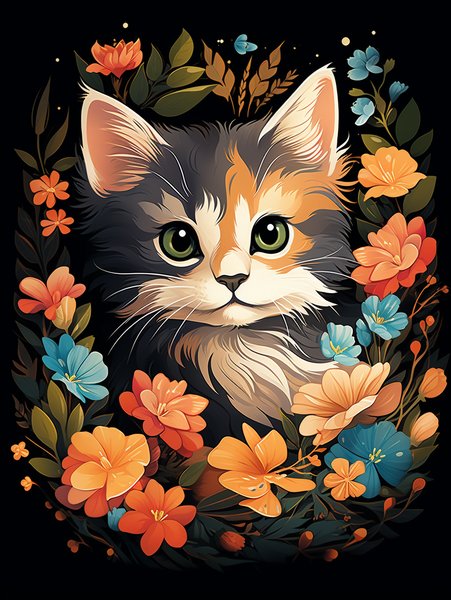 A Playful Kitten Chasing A Bu - Cute & Kawaii Screen Print T-Shirt & Hoodie