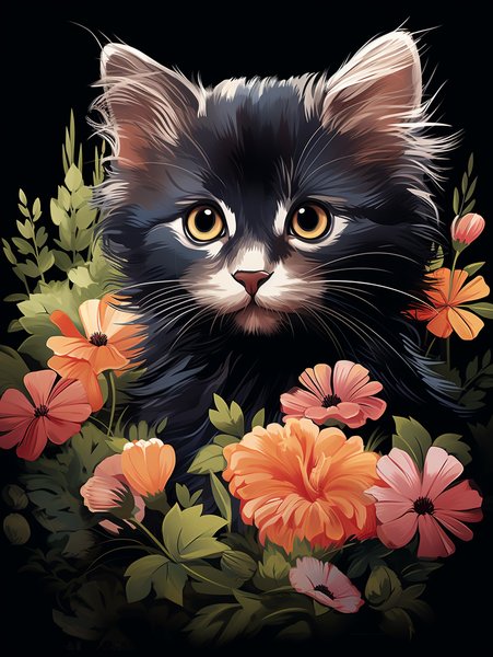 A Playful Kitten Chasing A Bu - Cute & Kawaii Screen Print T-Shirt & Hoodie