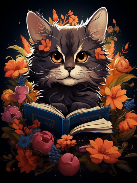 A Playful Kitten With Oversiz - Cute & Kawaii Screen Print T-Shirt & Hoodie