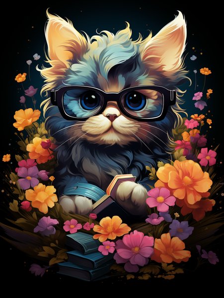 A Playful Kitten With Oversiz - Cute & Kawaii Screen Print T-Shirt & Hoodie