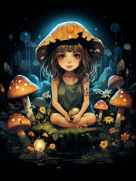 A Playful Little Fairy Sittin - Cute & Kawaii Screen Print T-Shirt & Hoodie