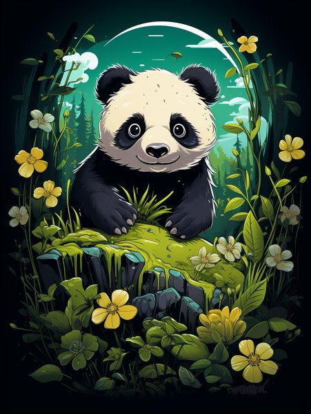 A Playful Little Panda Rollin - Cute & Kawaii Screen Print T-Shirt & Hoodie