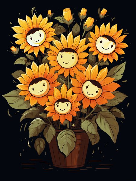 A Bunch Of Happy Sunflowers W - Cute & Kawaii Screen Print T-Shirt & Hoodie