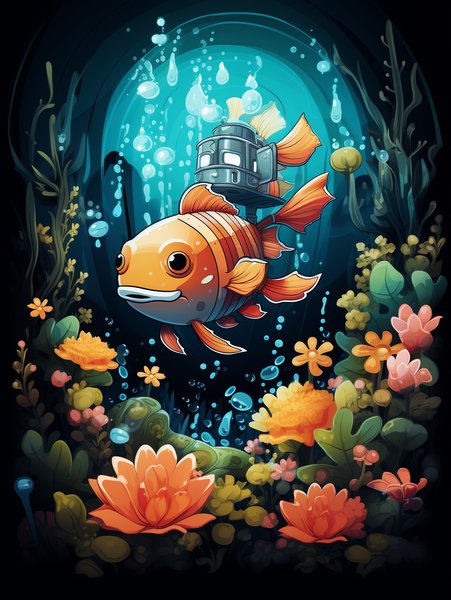 A Playful Tiny Submarine Expl - Cute & Kawaii Screen Print T-Shirt & Hoodie