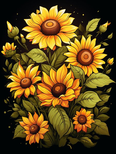 A Bunch Of Happy Sunflowers W - Cute & Kawaii Screen Print T-Shirt & Hoodie