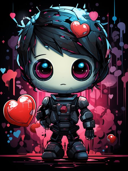 A Small Adorable Robot With B - Cute & Kawaii Screen Print T-Shirt & Hoodie