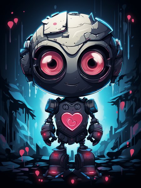 A Small Adorable Robot With B - Cute & Kawaii Screen Print T-Shirt & Hoodie