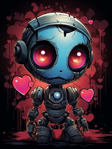 A Small Adorable Robot With B - Cute & Kawaii Screen Print T-Shirt & Hoodie