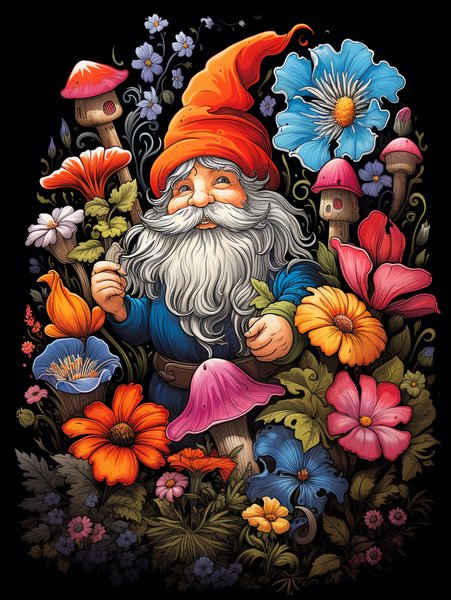 A Small Cheerful Gnome Garden - Cute & Kawaii Screen Print T-Shirt & Hoodie