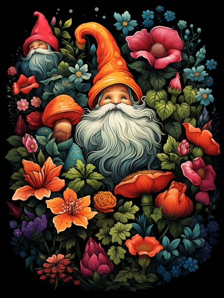 A Small Cheerful Gnome Garden - Cute & Kawaii Screen Print T-Shirt & Hoodie