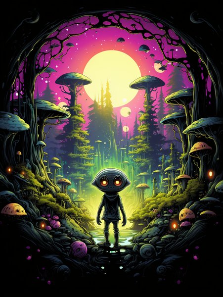 A Small Curious Alien Explori - Cute & Kawaii Screen Print T-Shirt & Hoodie