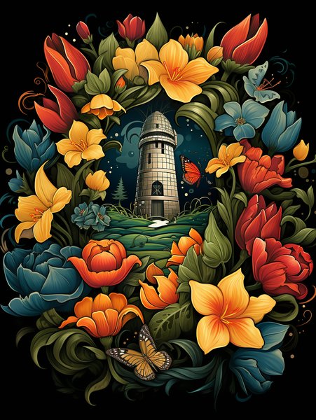A Small Cute Windmill Surroun - Cute & Kawaii Screen Print T-Shirt & Hoodie