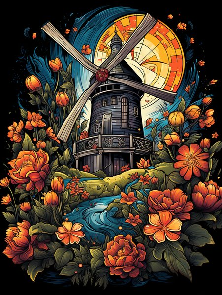 A Small Cute Windmill Surroun - Cute & Kawaii Screen Print T-Shirt & Hoodie