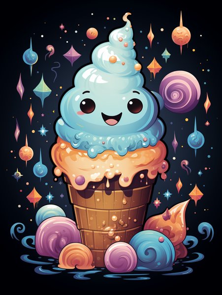 A Small Delightful Ice Cream - Cute & Kawaii Screen Print T-Shirt & Hoodie