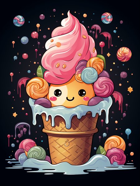 A Small Delightful Ice Cream - Cute & Kawaii Screen Print T-Shirt & Hoodie