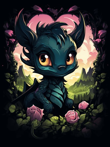 A Small Endearing Dragon With - Cute & Kawaii Screen Print T-Shirt & Hoodie