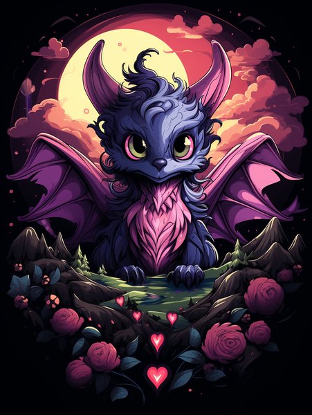 A Small Endearing Dragon With - Cute & Kawaii Screen Print T-Shirt & Hoodie