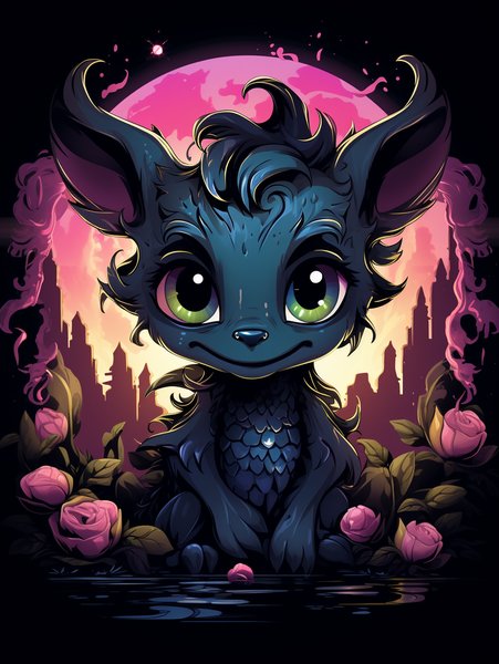 A Small Endearing Dragon With - Cute & Kawaii Screen Print T-Shirt & Hoodie