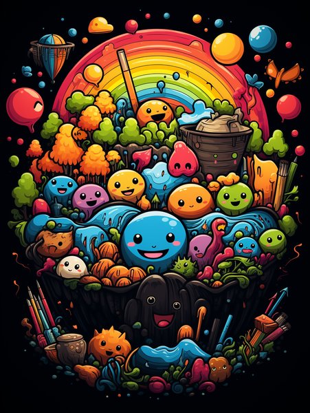 A Small Happy Pencil Drawing - Cute & Kawaii Screen Print T-Shirt & Hoodie