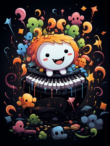 A Small Joyful Piano With A C - Cute & Kawaii Screen Print T-Shirt & Hoodie