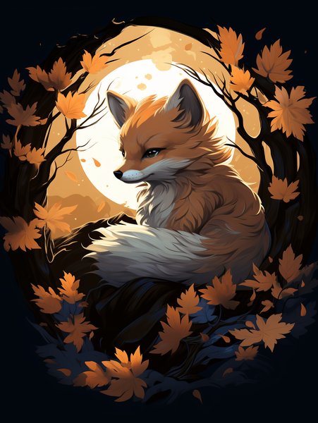 A Sweet Little Fox Curled Up - Cute & Kawaii Screen Print T-Shirt & Hoodie