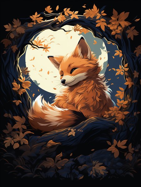 A Sweet Little Fox Curled Up - Cute & Kawaii Screen Print T-Shirt & Hoodie