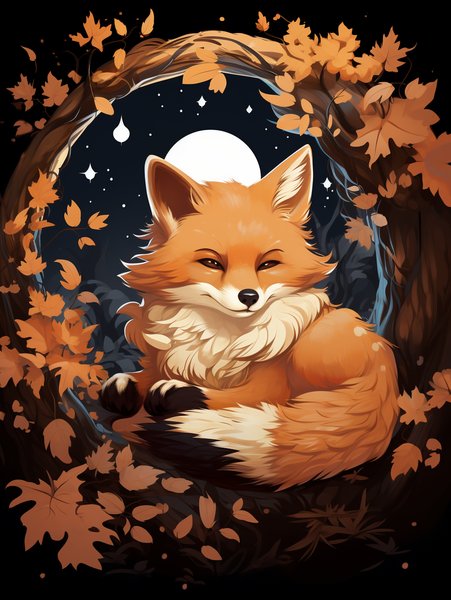 A Sweet Little Fox Curled Up - Cute & Kawaii Screen Print T-Shirt & Hoodie