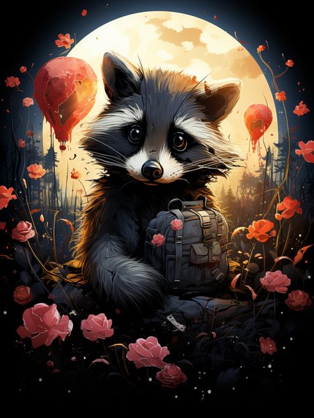 A Sweet Raccoon Holding A Hea - Cute & Kawaii Screen Print T-Shirt & Hoodie