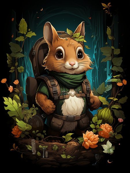 A Tiny Adventurous Squirrel W - Cute & Kawaii Screen Print T-Shirt & Hoodie