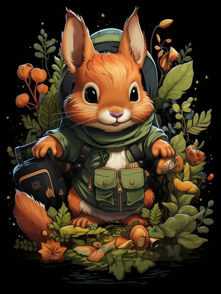 A Tiny Adventurous Squirrel W - Cute & Kawaii Screen Print T-Shirt & Hoodie
