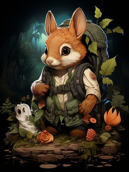 A Tiny Adventurous Squirrel W - Cute & Kawaii Screen Print T-Shirt & Hoodie