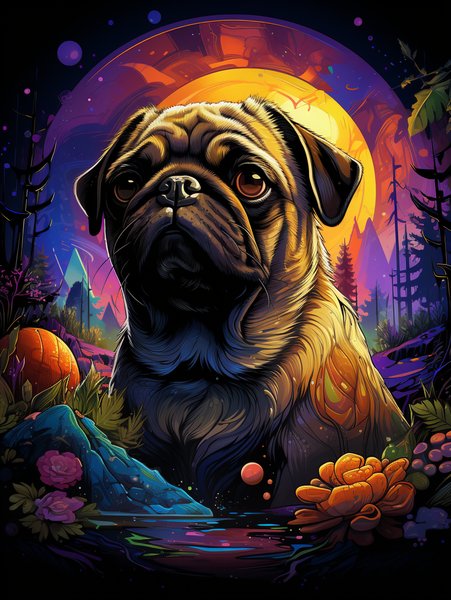 A Tiny Astronaut Pug Explorin - Cute & Kawaii Screen Print T-Shirt & Hoodie