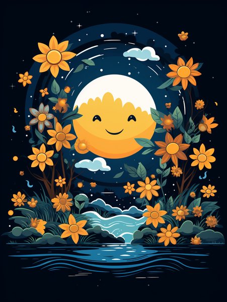 A Tiny Cheerful Sun Smiling D - Cute & Kawaii Screen Print T-Shirt & Hoodie