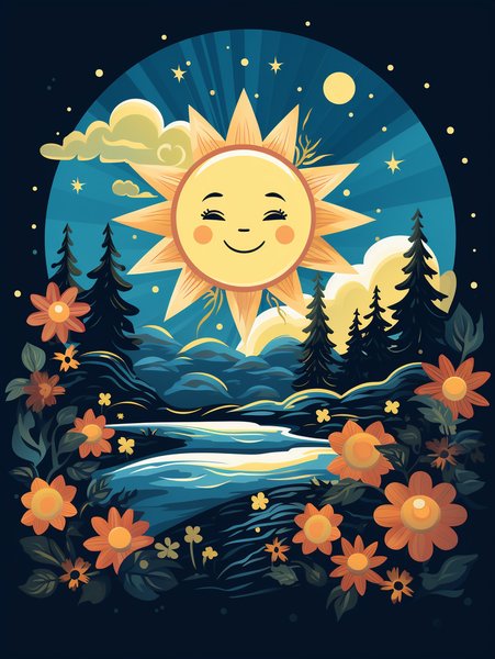 A Tiny Cheerful Sun Smiling D - Cute & Kawaii Screen Print T-Shirt & Hoodie