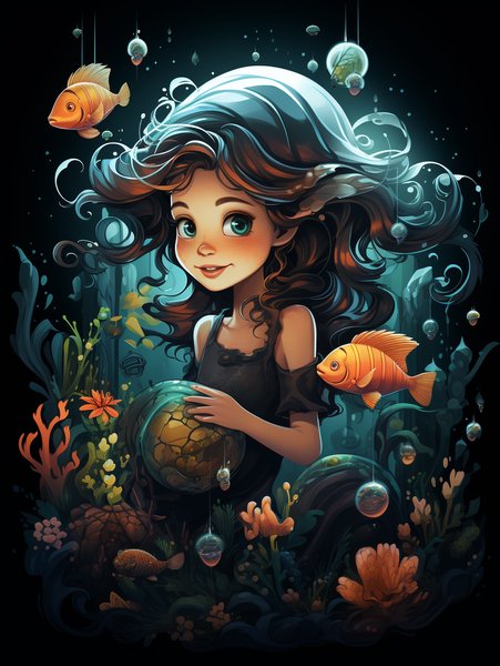 A Tiny Enchanting Mermaid Pla - Cute & Kawaii Screen Print T-Shirt & Hoodie