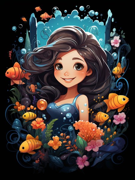 A Tiny Enchanting Mermaid Pla - Cute & Kawaii Screen Print T-Shirt & Hoodie