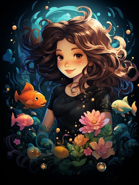 A Tiny Enchanting Mermaid Pla - Cute & Kawaii Screen Print T-Shirt & Hoodie