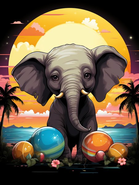 An Adorable Baby Elephant Pla - Cute & Kawaii Screen Print T-Shirt & Hoodie