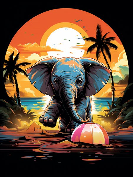 An Adorable Baby Elephant Pla - Cute & Kawaii Screen Print T-Shirt & Hoodie