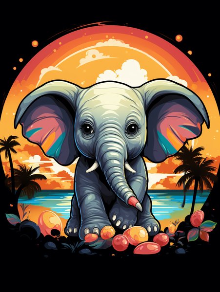 An Adorable Baby Elephant Pla - Cute & Kawaii Screen Print T-Shirt & Hoodie
