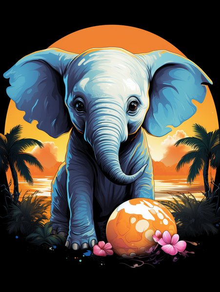 An Adorable Baby Elephant Pla - Cute & Kawaii Screen Print T-Shirt & Hoodie